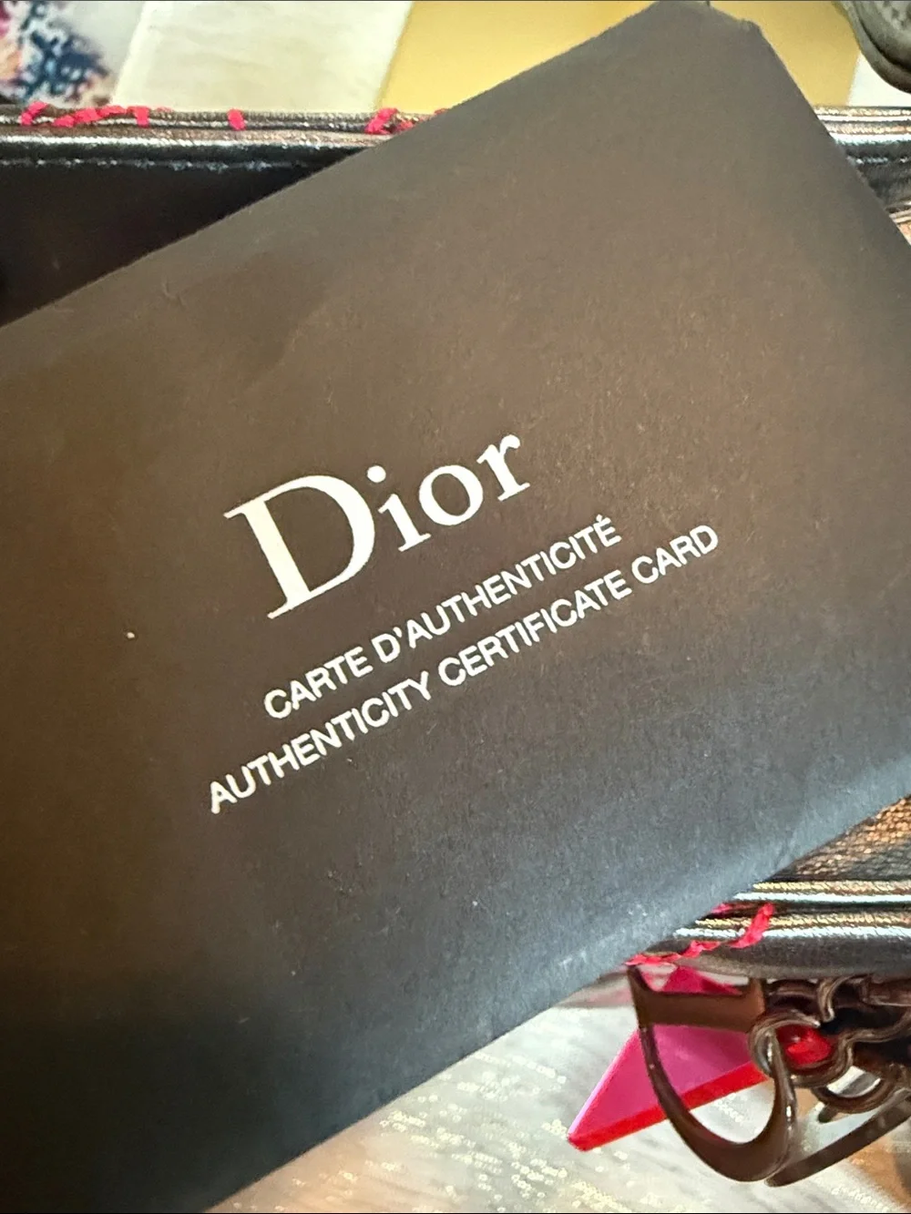 Dior Silver Grey Quilted Leather Satchel with Hot Pink Stitching & Charms